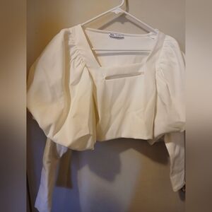 Zara Cream Puff Sleeve Blouse